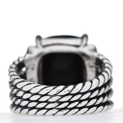 David Yurman Sterling Silver Diamond Black Onyx 16mm Wheaton Ring 52 6 4 of 5