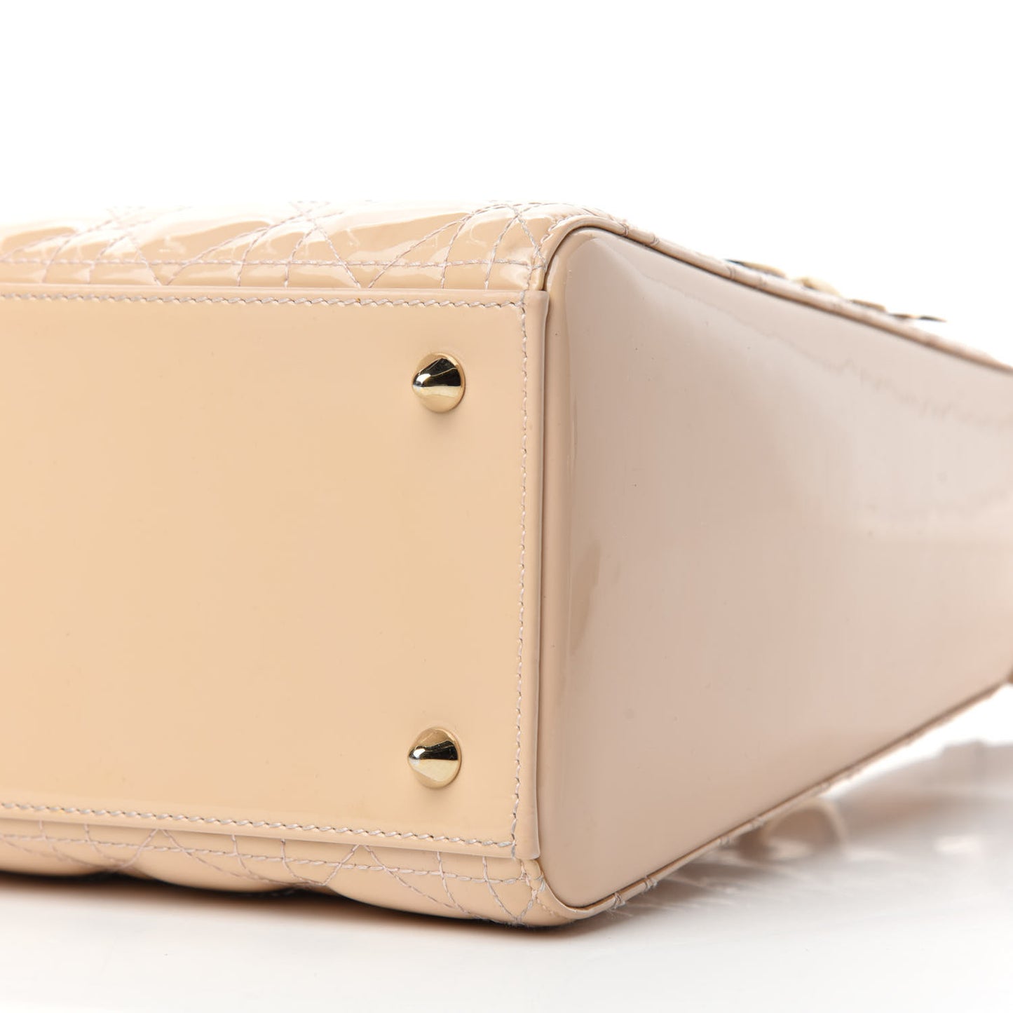Patent Cannage Medium Lady Dior Beige