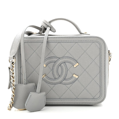 Chanel Caviar Quilted Small CC Filigree Vanity Case Grey 1 of 10