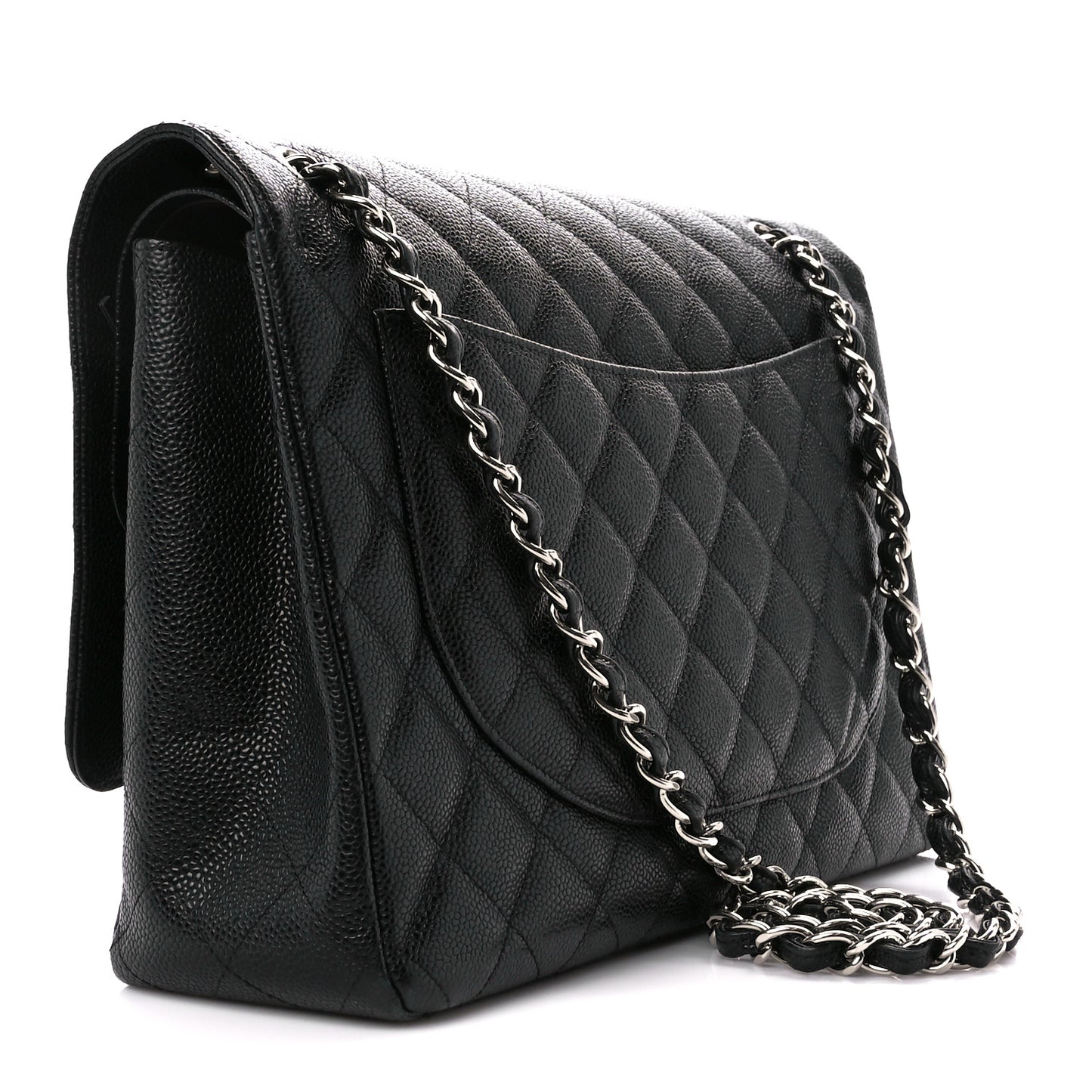 Caviar Quilted Maxi Double Flap Black