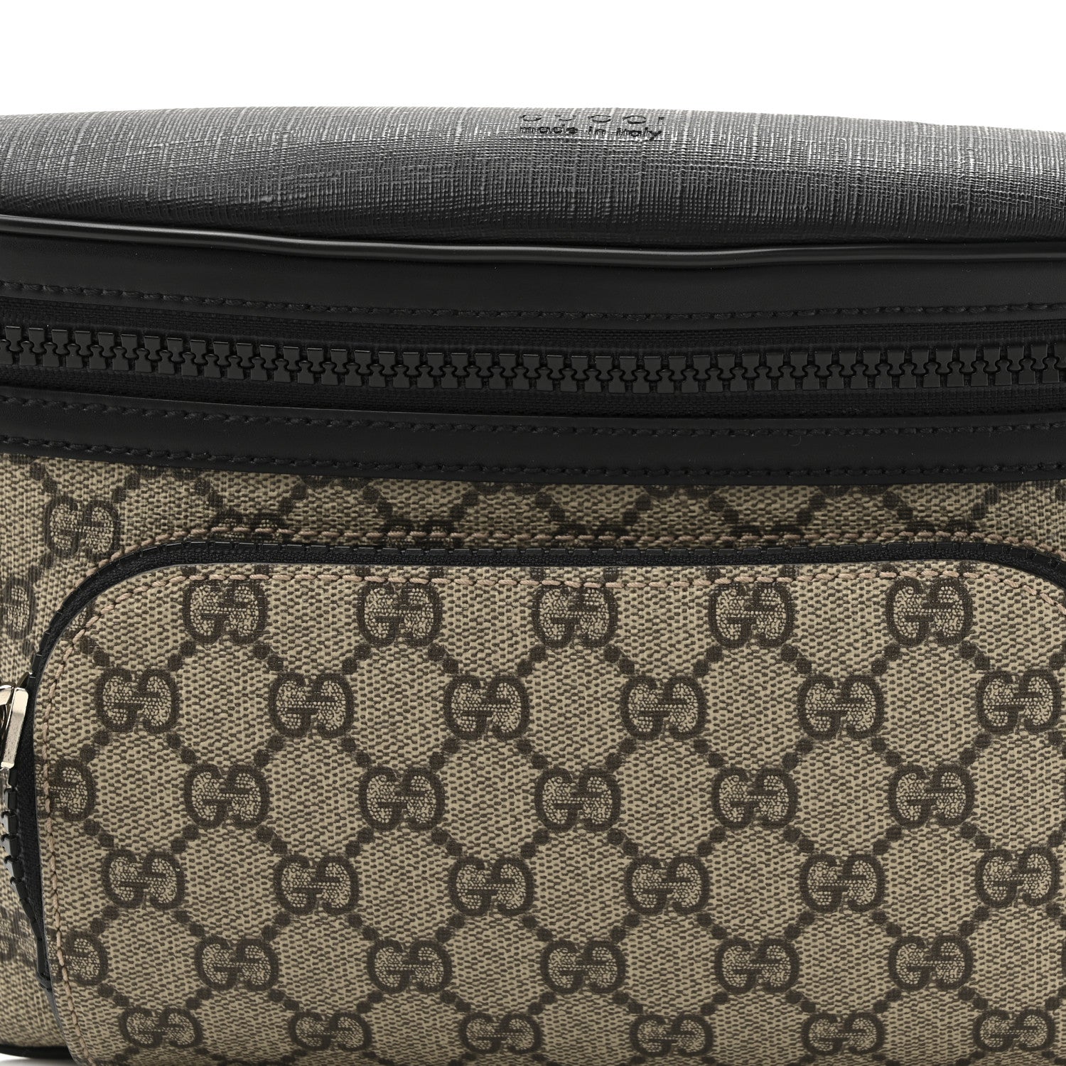 Gucci GG Supreme Monogram Large Belt Bag Beige Ebony Black 8 of 10