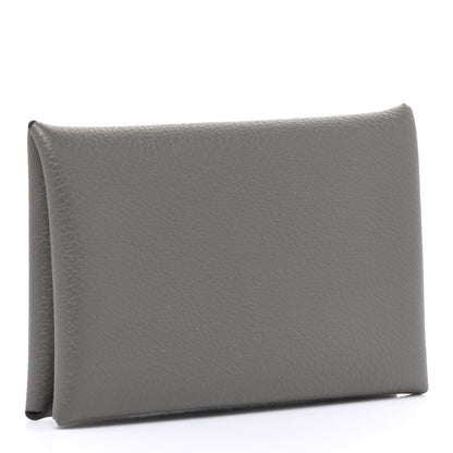 Hermes Evercolor Calvi Card Case Gris Meyer 3 of 7
