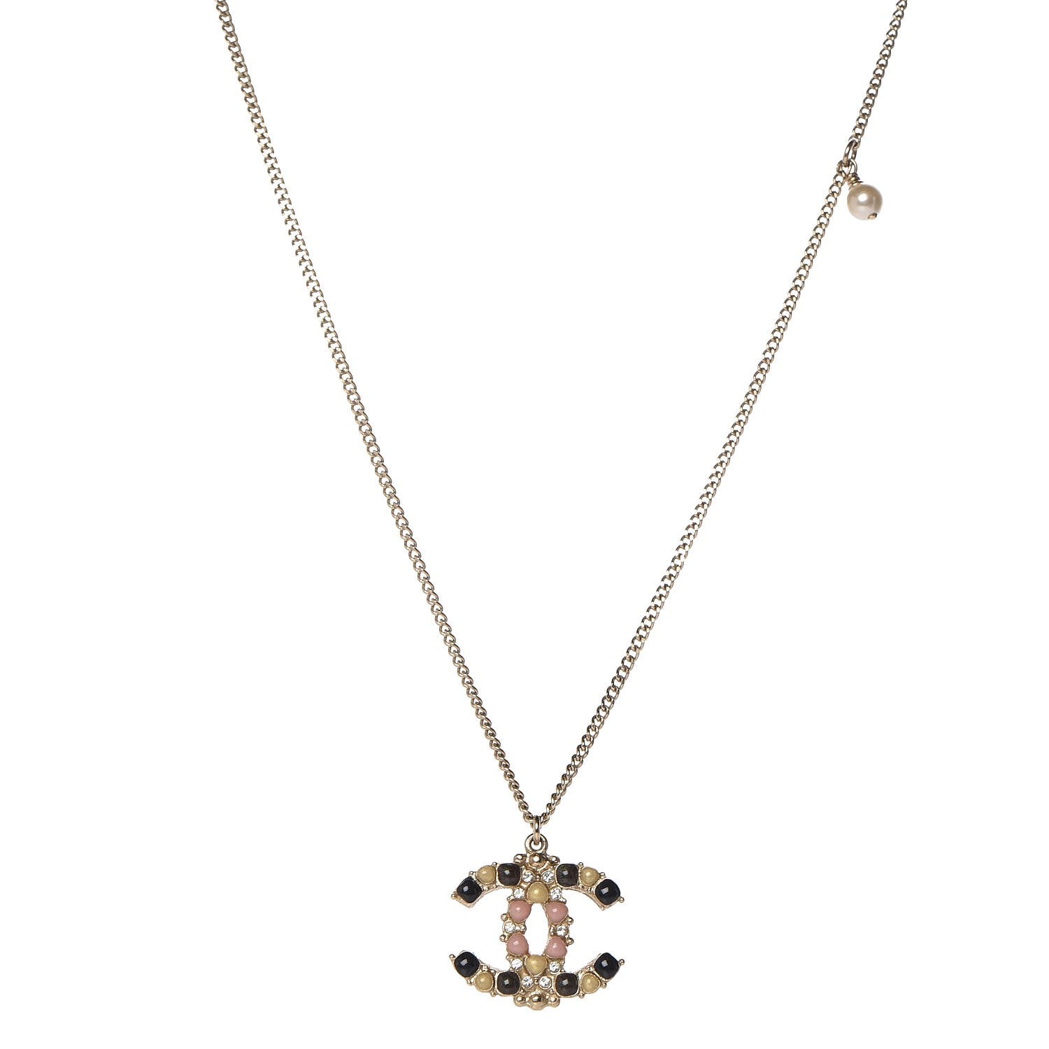 Chanel Crystal Gripoix CC Necklace Gold Multicolor 1 of 6