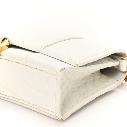 Balenciaga Shiny Calfskin Crocodile Embossed Hourglass Chain Bag White 10 of 10