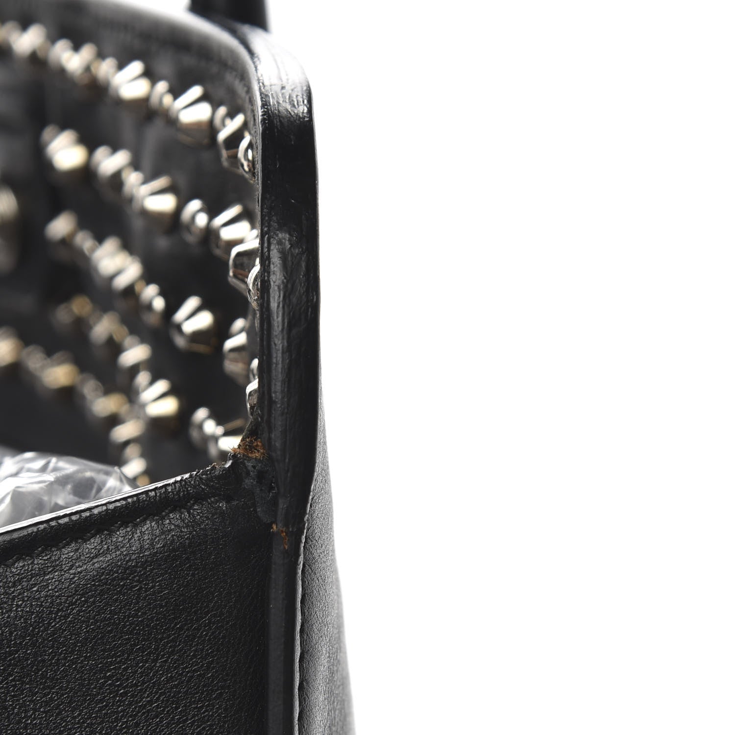 Prada Soft Calfskin Studded East West Tote Black 11 of 12