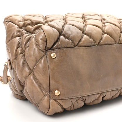 Chanel Lambskin Bubble Quilt Bowler Dark Beige 9 of 10