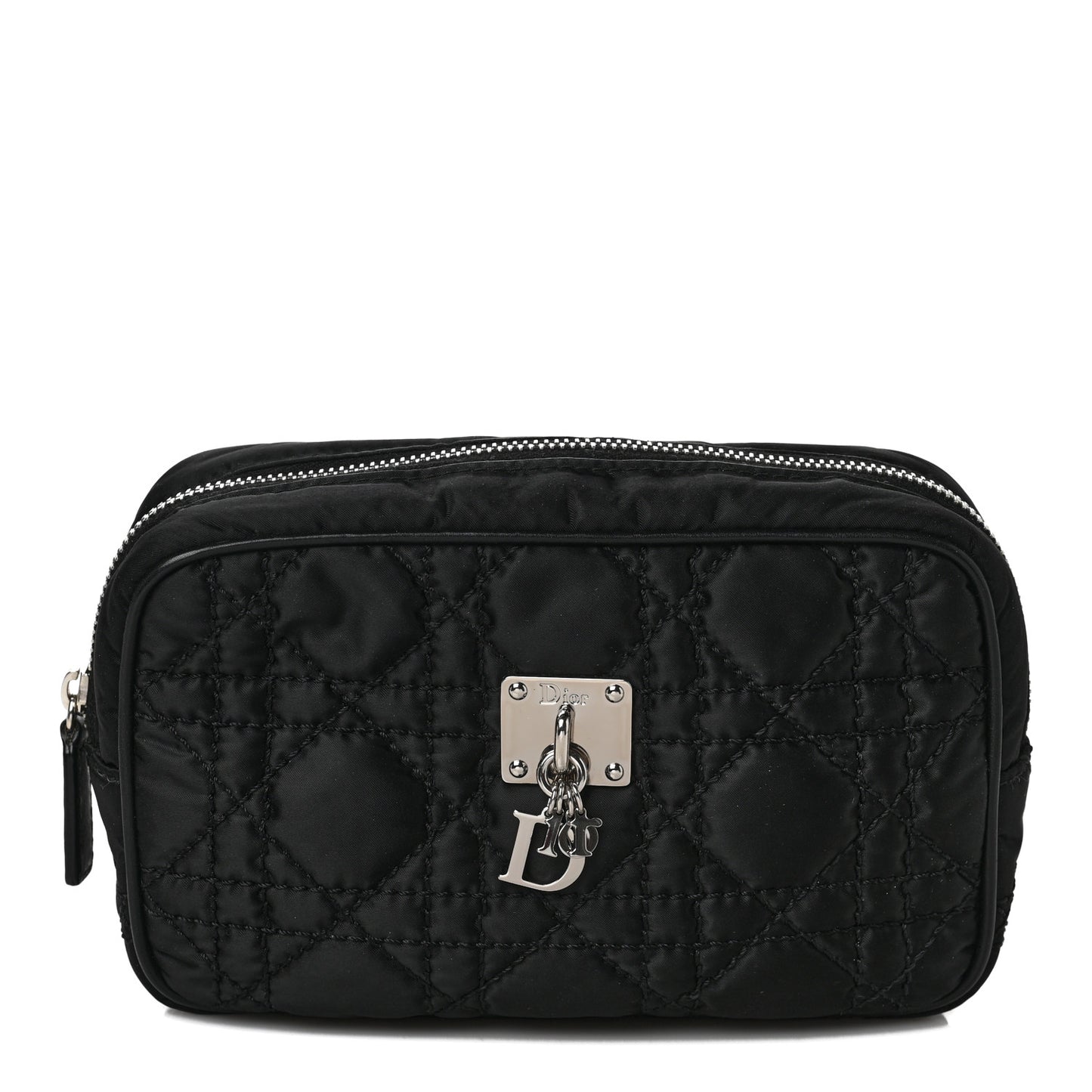 Nylon Cannage Zipped Pouch Black