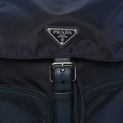 Prada Tessuto Nylon Saffiano Vela Medium Backpack Baltico 7 of 9