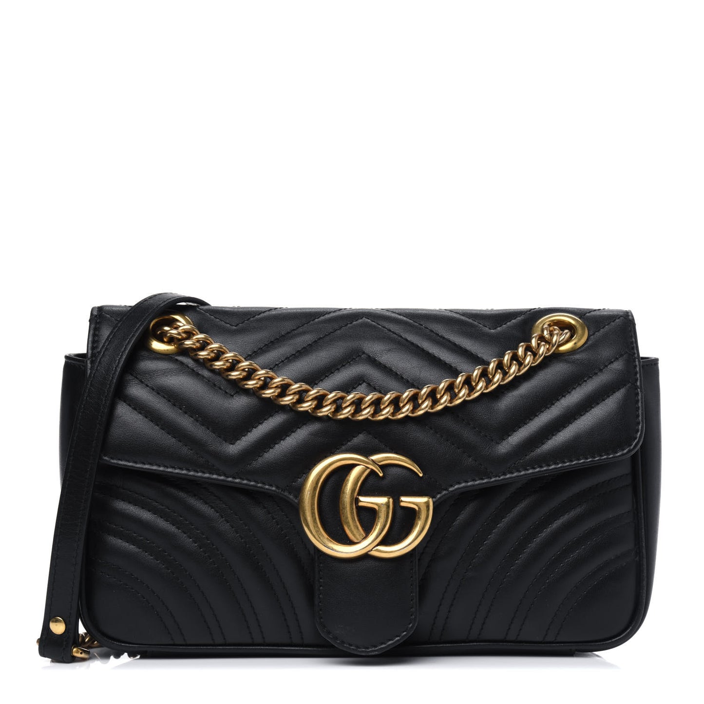 Calfskin Matelasse Small GG Marmont Shoulder Bag Black