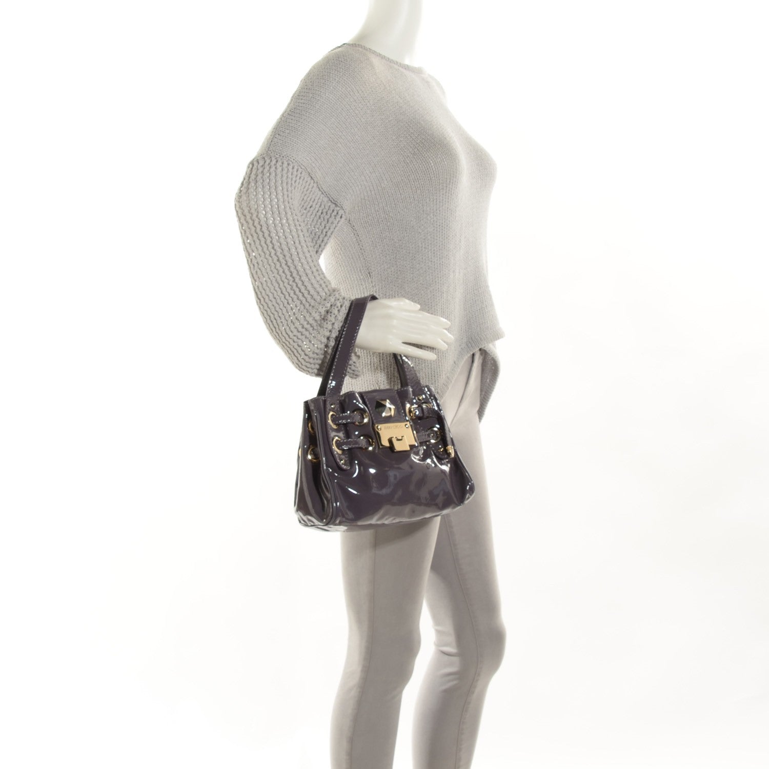 Jimmy Choo Patent Studded Mini Riki Steel Lavender 2 of 7