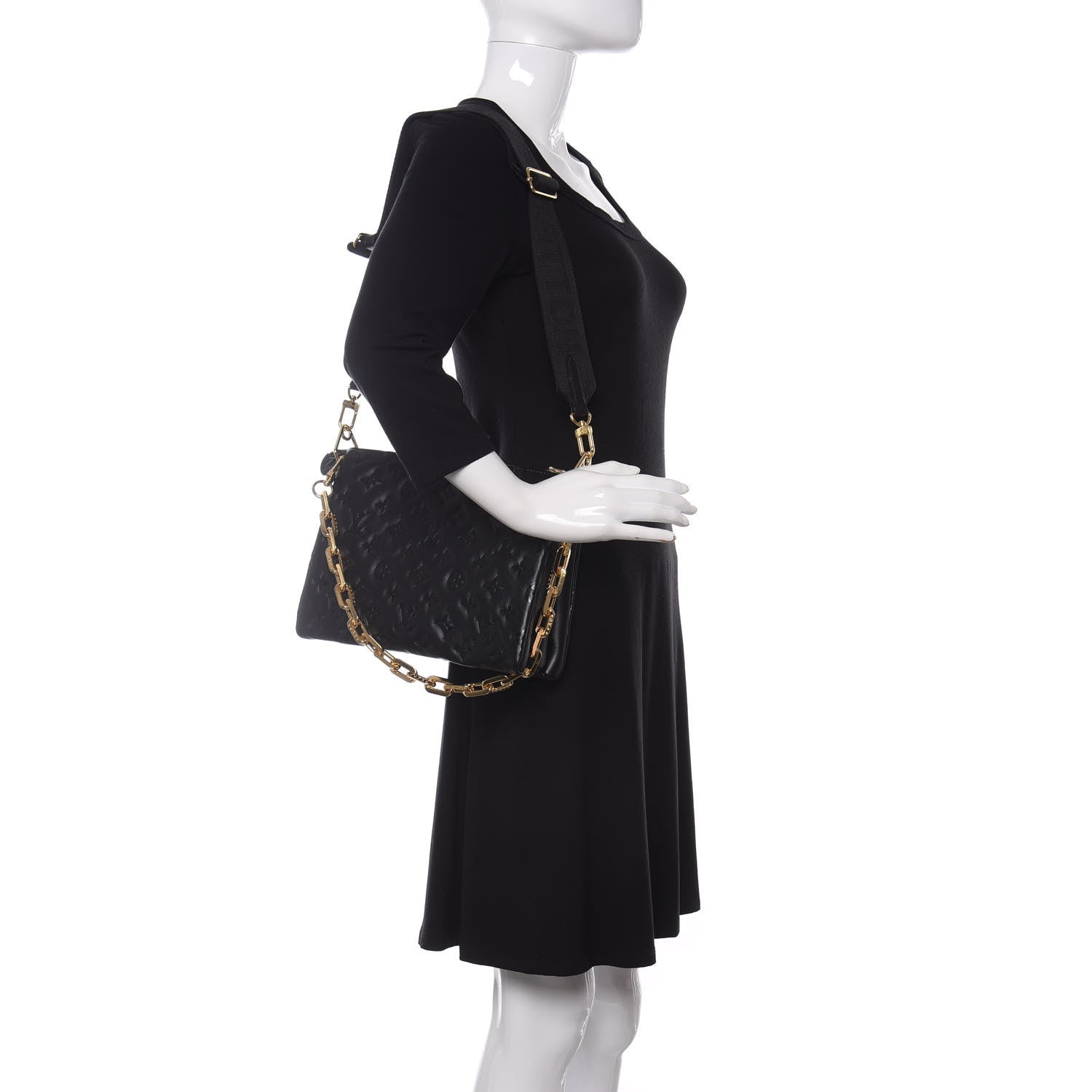 Louis Vuitton Lambskin Embossed Monogram Coussin PM Black 2 of 10