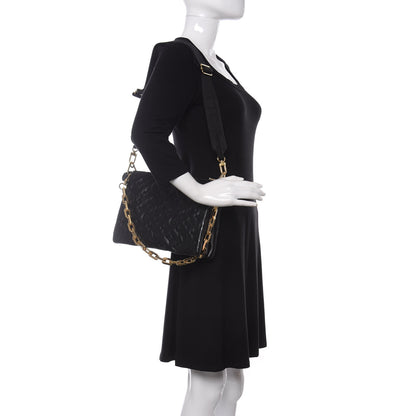 Louis Vuitton Lambskin Embossed Monogram Coussin PM Black 2 of 10
