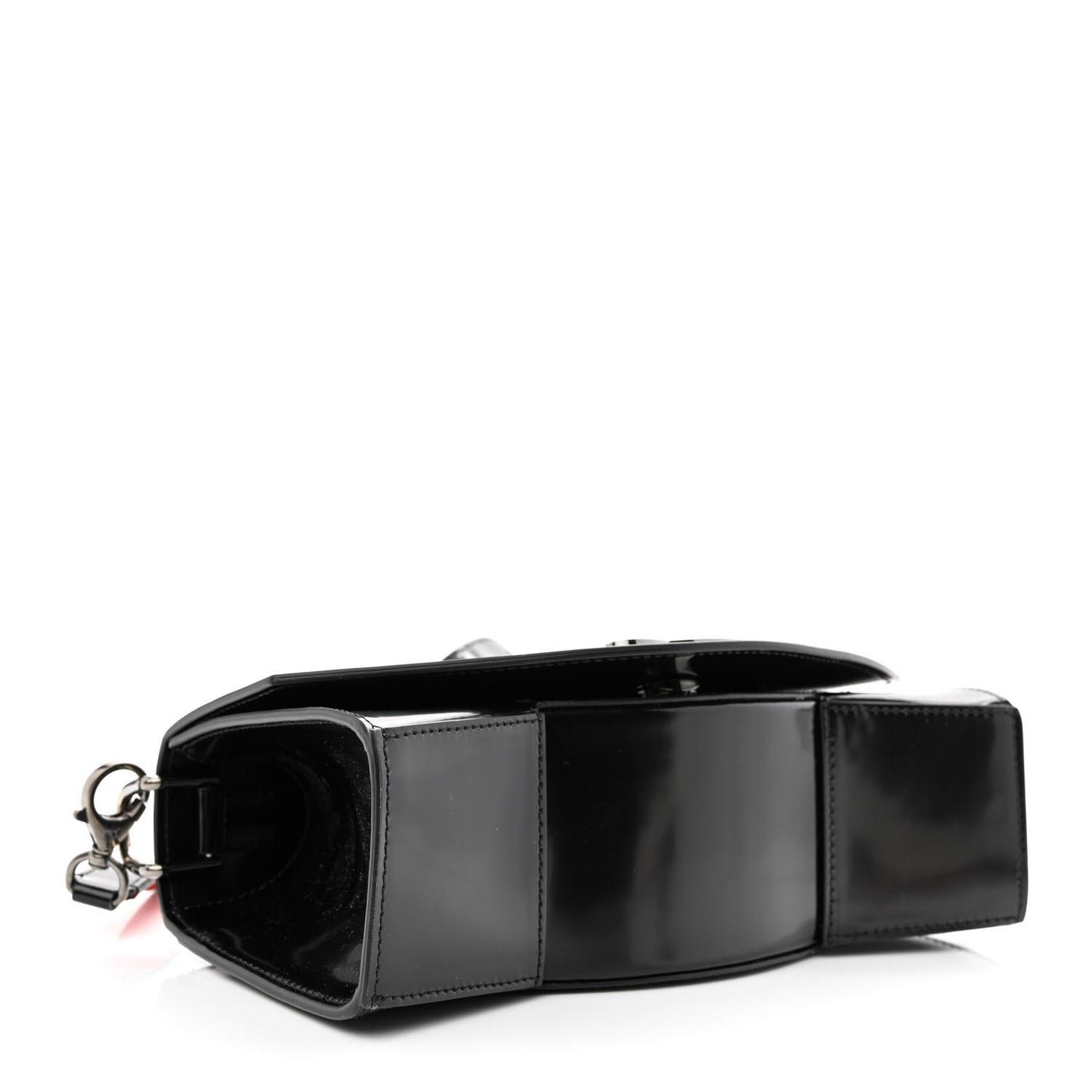 Patent Calfskin Large Loubi54 Crossbody Clutch Black