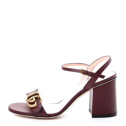 Gucci Lifford Calfskin GG Marmont Ankle Wrap 75mm Sandals 38 Vintage Bordeaux 1 of 10