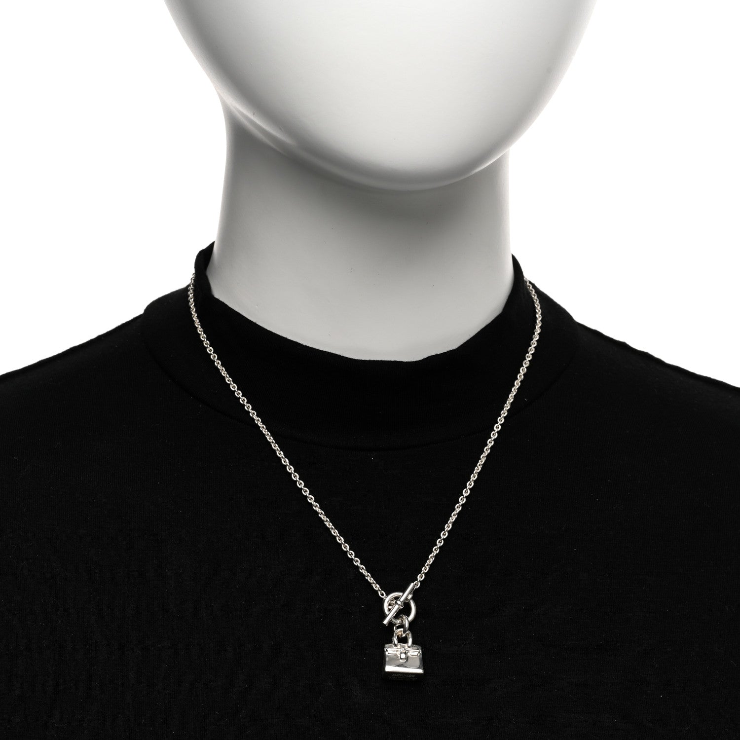 Hermes Sterling Silver Birkin Amulette Pendant Necklace 2 of 4