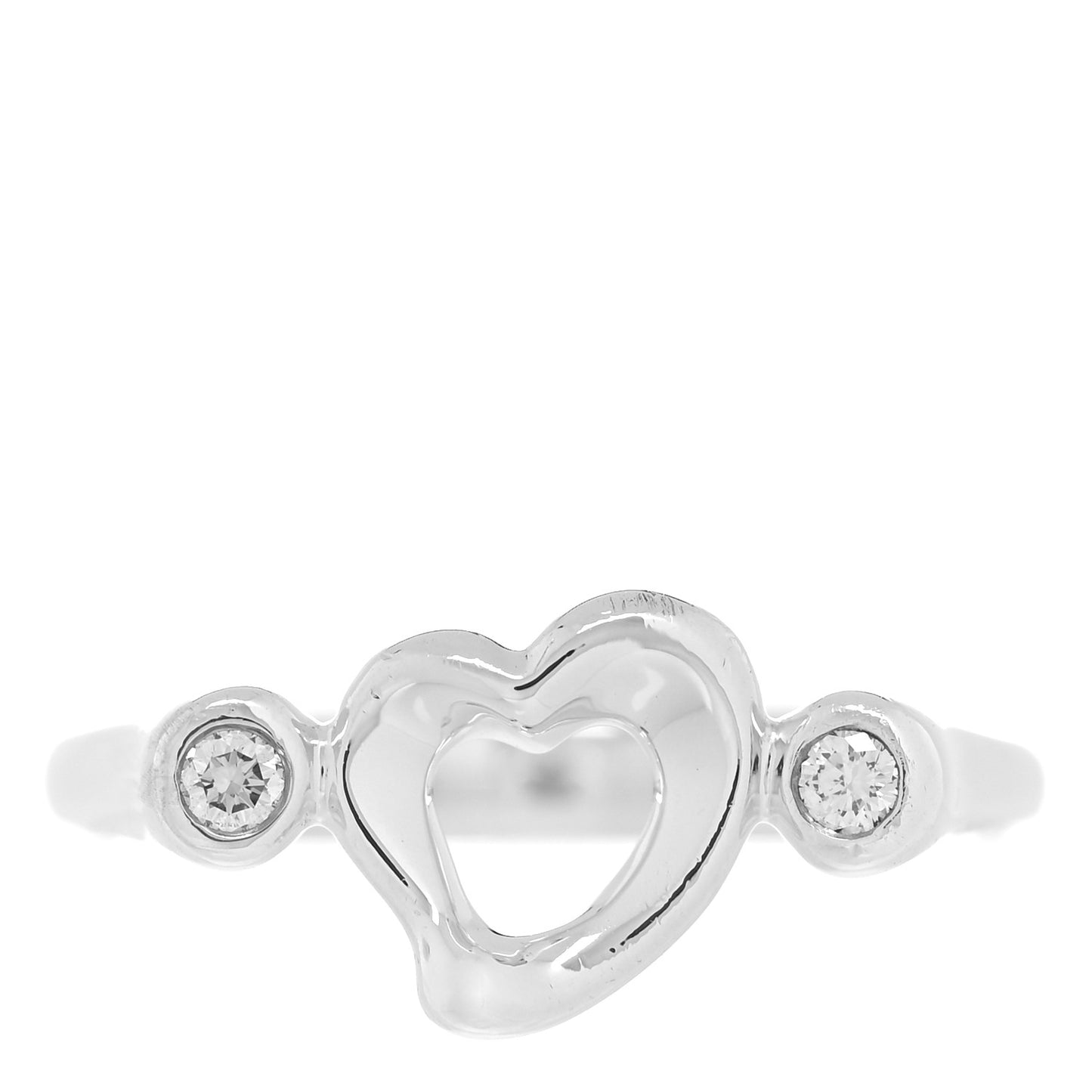 Sterling Silver Diamond Elsa Peretti Open Heart Ring 54 6.75