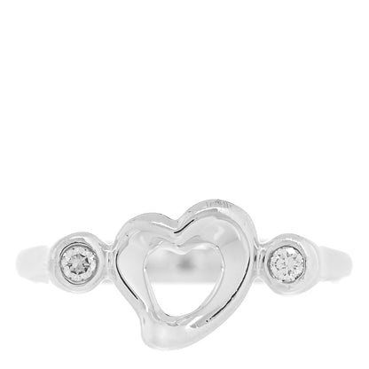 Tiffany Sterling Silver Diamond Elsa Peretti Open Heart Ring 54 6.75 1 of 6