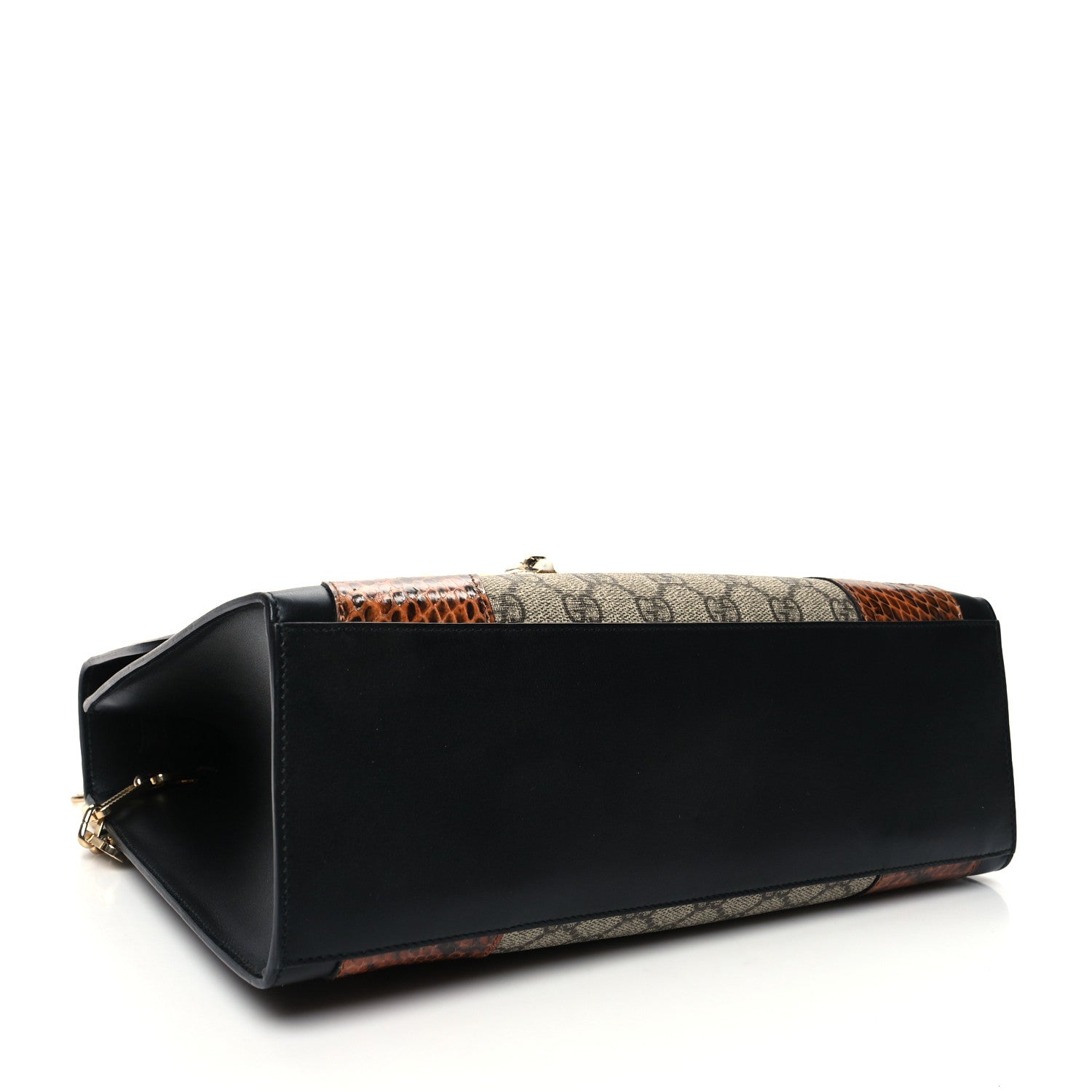 Gucci Nappa Elaphe GG Supreme Monogram Medium Osiride Top Handle Bag Black Bright Cuir Beige Ebony 4 of 14
