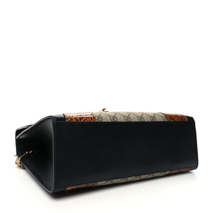 Gucci Nappa Elaphe GG Supreme Monogram Medium Osiride Top Handle Bag Black Bright Cuir Beige Ebony 4 of 14