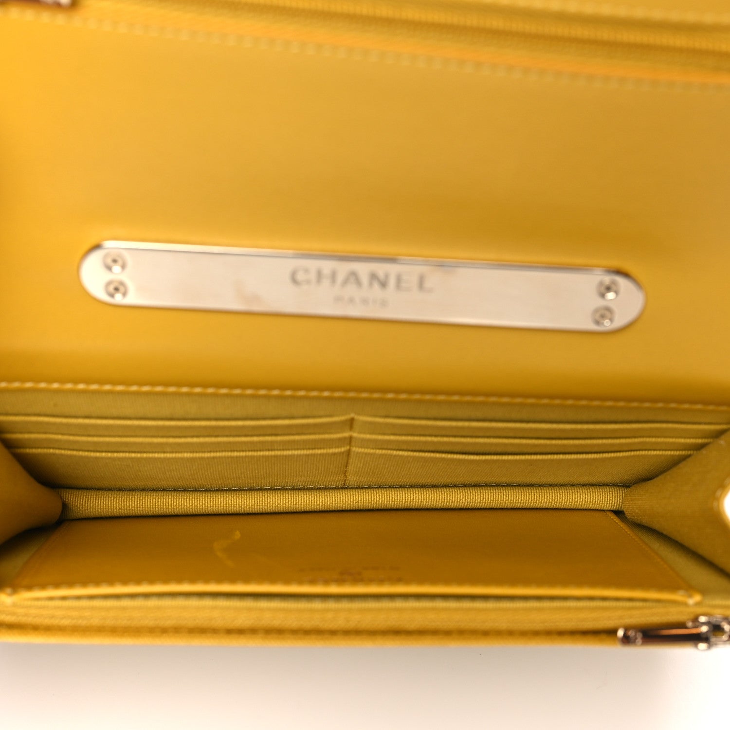 Chanel Lambskin Quilted Top Handle Wallet On Chain WOC Yellow 5 of 10