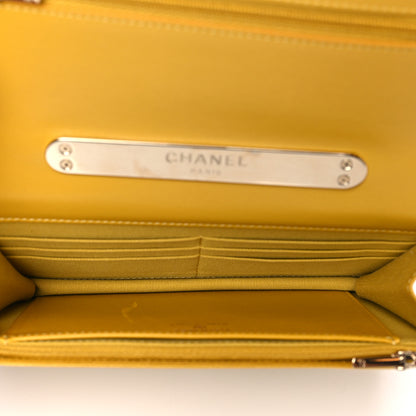 Chanel Lambskin Quilted Top Handle Wallet On Chain WOC Yellow 5 of 10