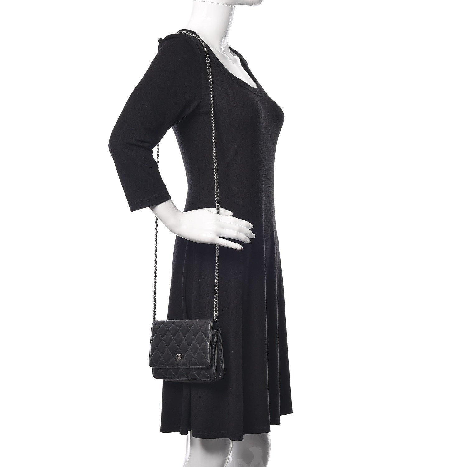 Chanel Lambskin Quilted Wallet On Chain WOC Black 2 of 10
