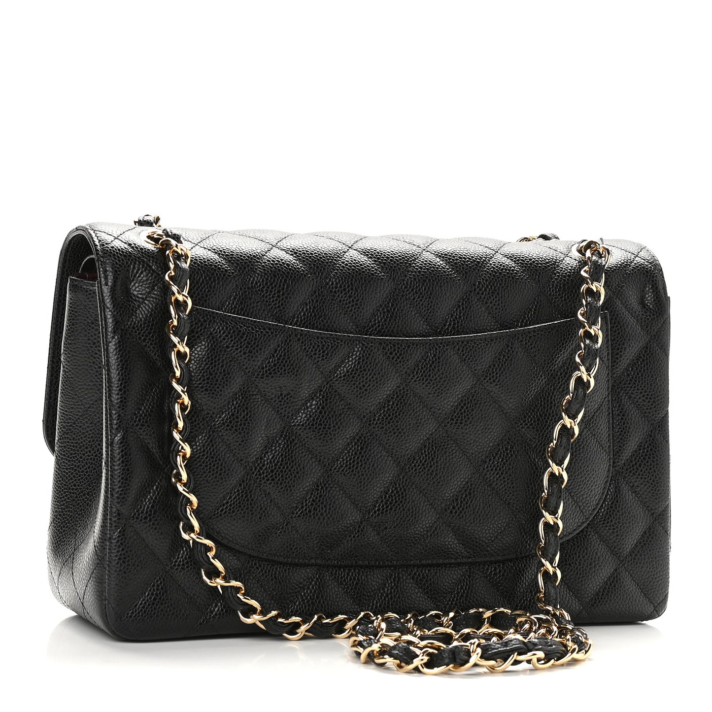 Caviar Quilted Jumbo Double Flap Black