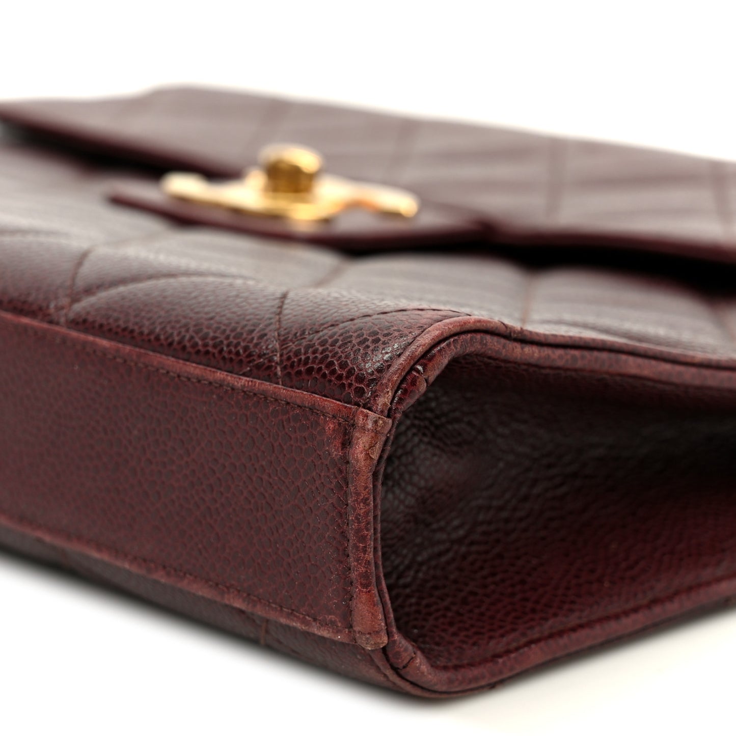 Caviar Quilted Briefcase Laptop Bag Burgundy