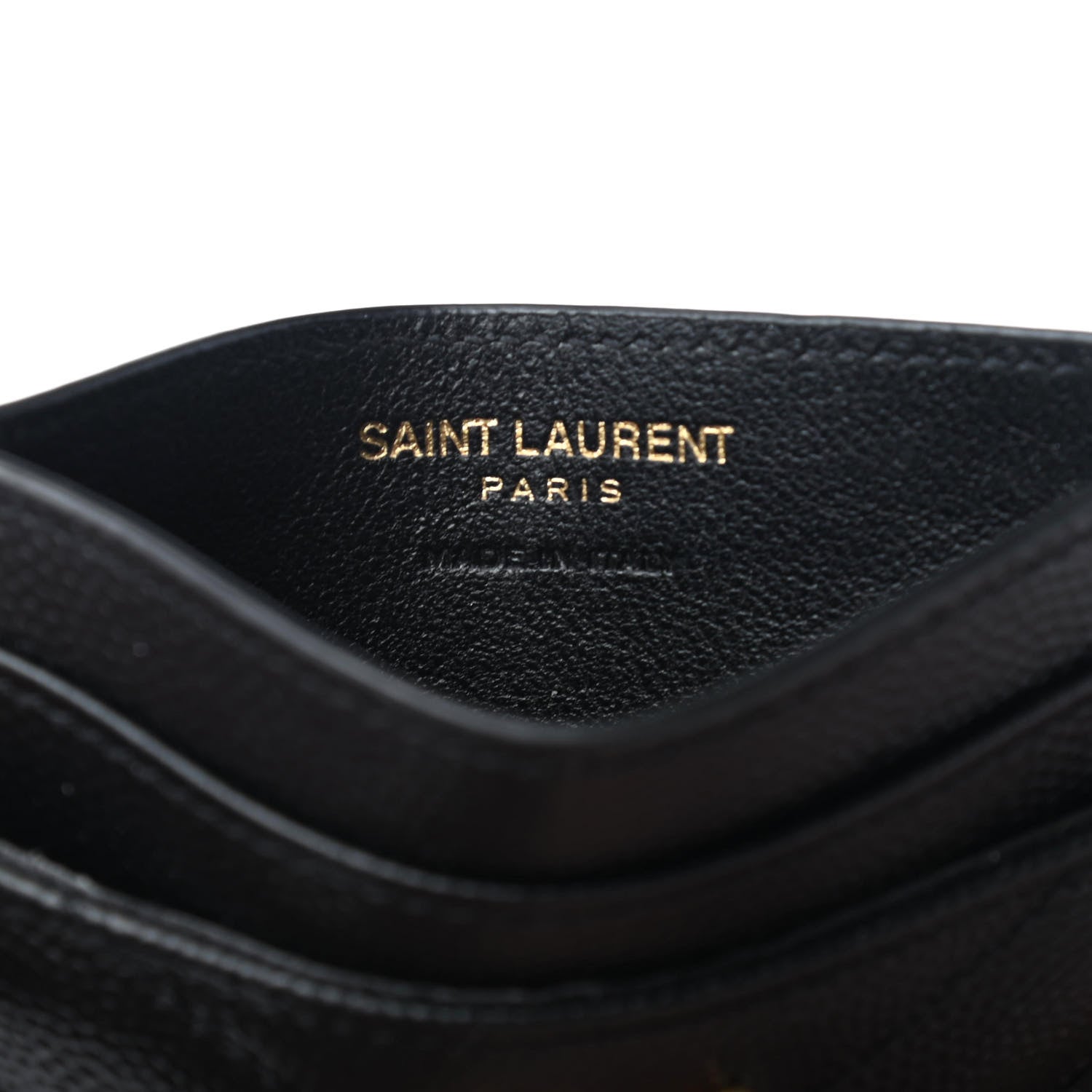 Saint Laurent Grain De Poudre Matelasse Chevron Monogram Credit Card Case Black 5 of 7