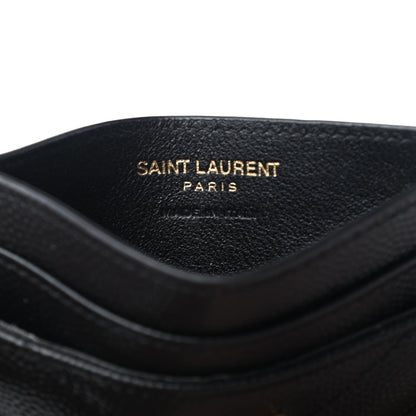 Saint Laurent Grain De Poudre Matelasse Chevron Monogram Credit Card Case Black 5 of 7