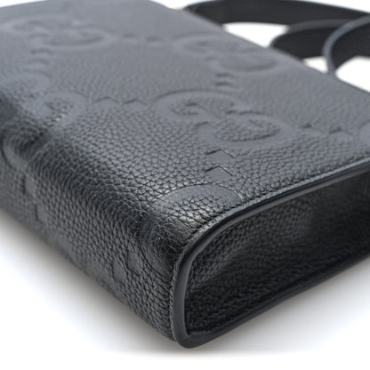 Gucci Monogram Jumbo GG Textured Dollar Calfskin Crossbody Bag Black 9 of 9