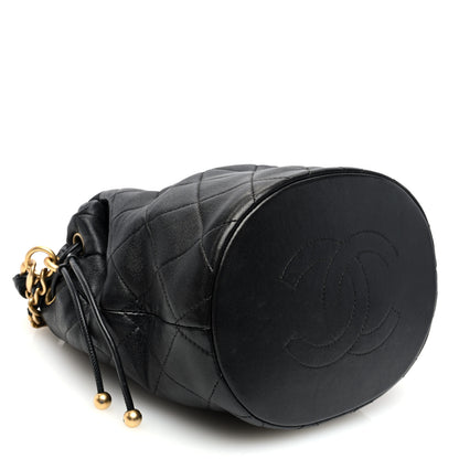 Chanel Shiny Lambskin Quilted Small Chain Is More Drawstring Bag Black 4 of 10