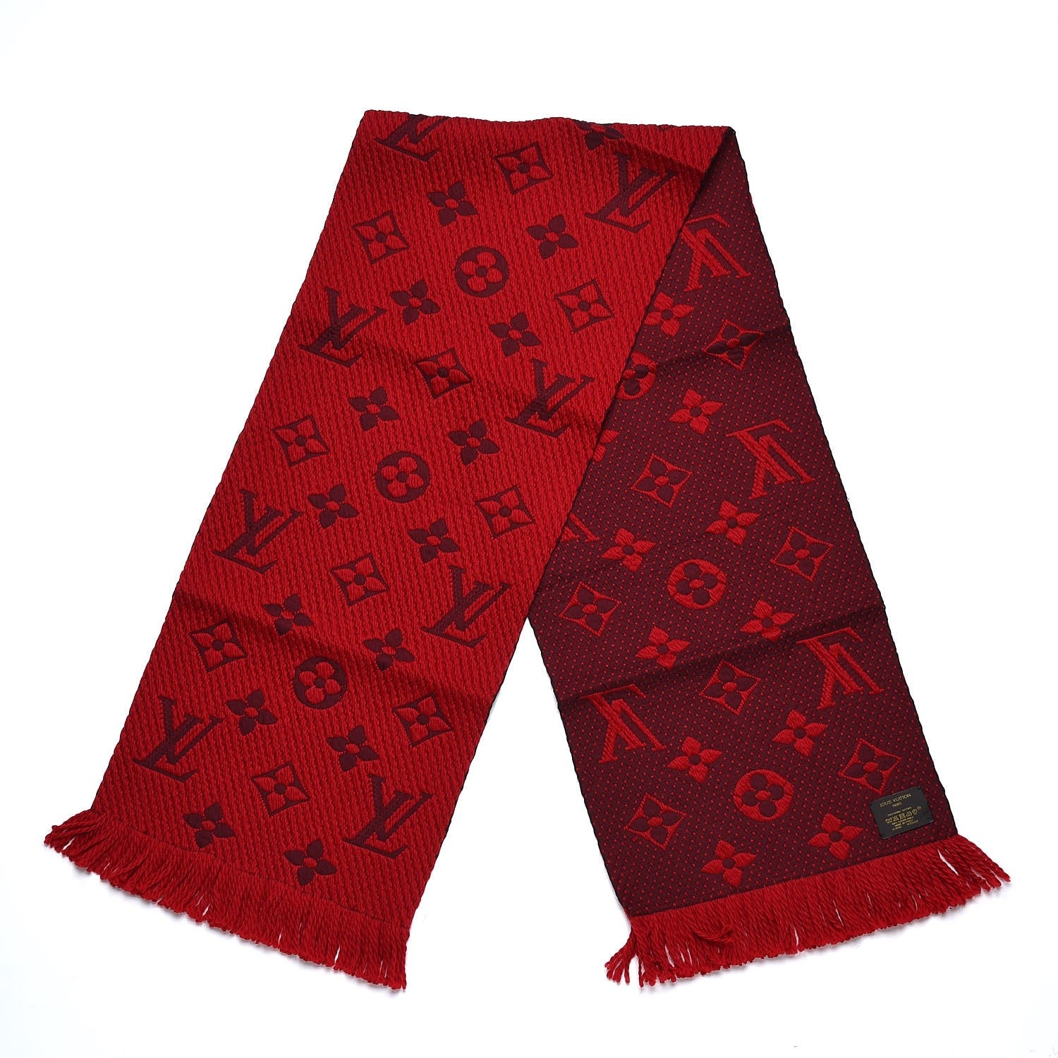Louis Vuitton Wool Silk Logomania Scarf Rubis 3 of 4