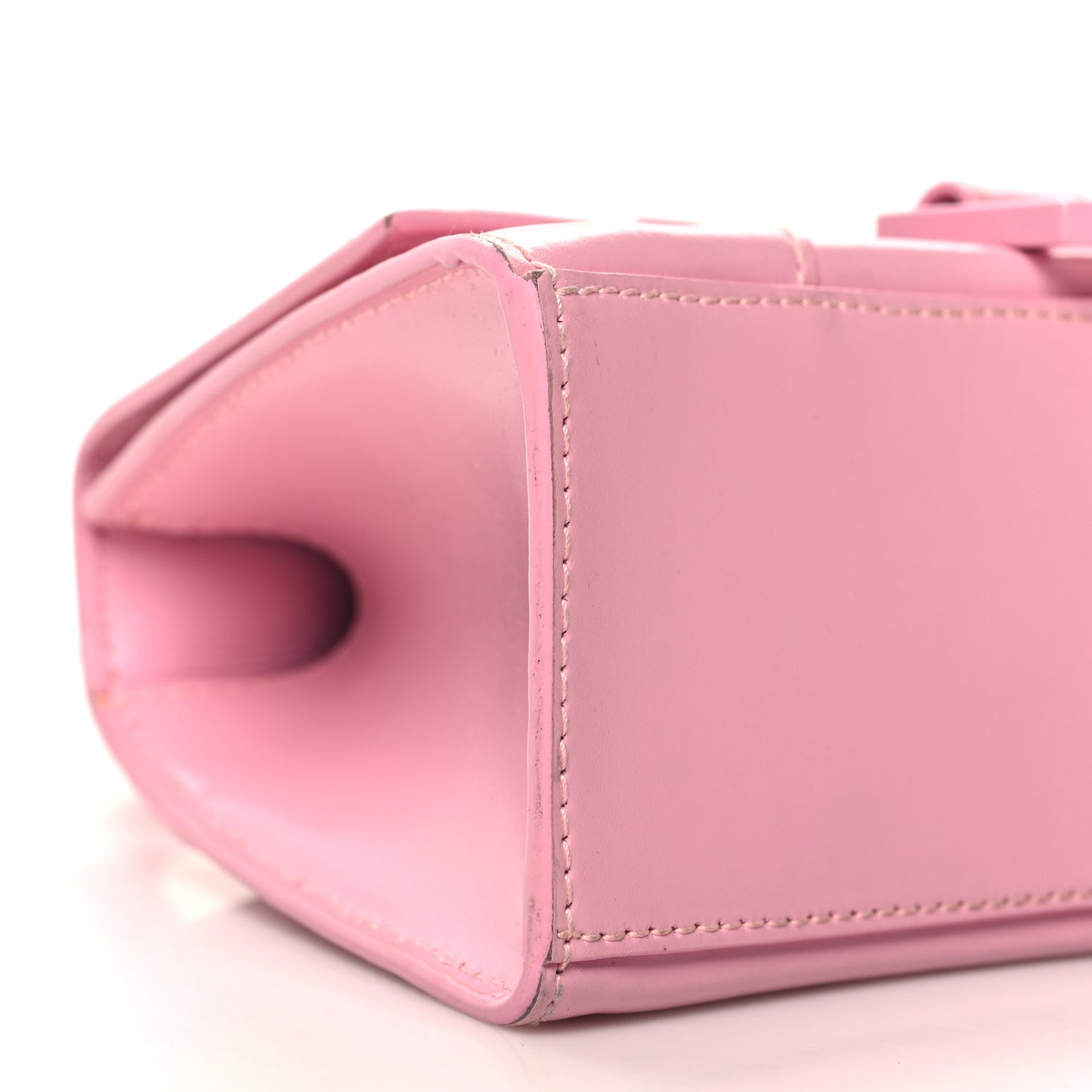 Shiny Box Calfskin Tonal B Hourglass Top Handle Bag XS Candy Pink