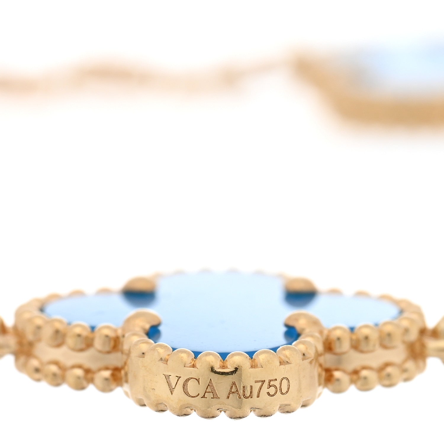 Van Cleef & Arpels 18K Yellow Gold Blue Agate 5 Motifs Vintage Alhambra Bracelet 3 of 4
