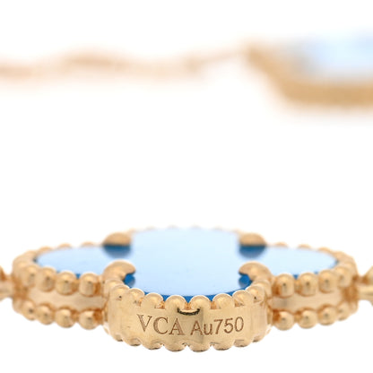 Van Cleef & Arpels 18K Yellow Gold Blue Agate 5 Motifs Vintage Alhambra Bracelet 3 of 4
