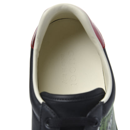 Gucci Calfskin Green Panther Print Mens Ace Sneakers 8.5 Black 6 of 8