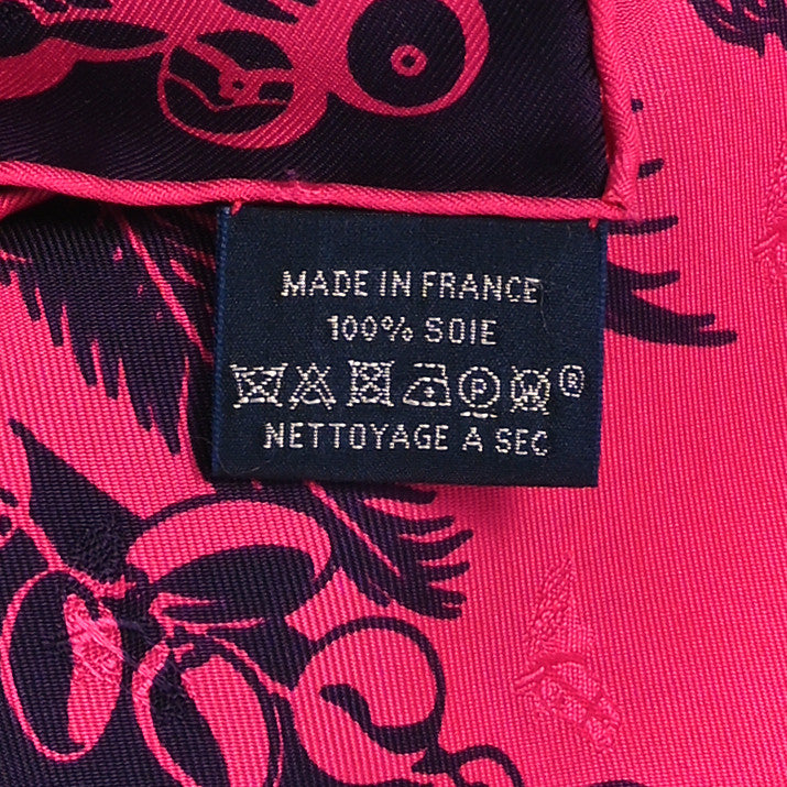Hermes Silk Mythiques Phoenix Tattoo Scarf 70 Rose Vif Marine 3 of 4