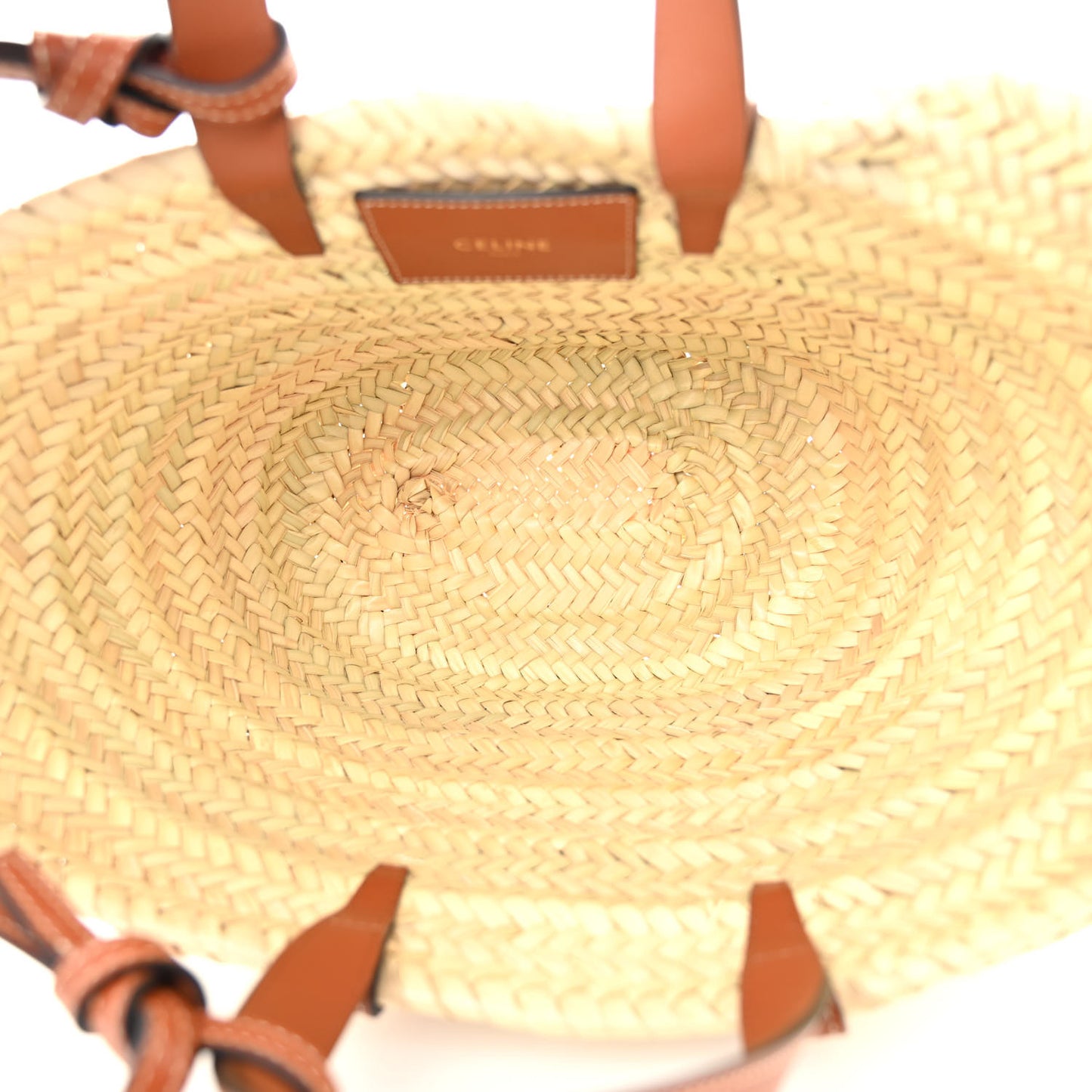 Raffia Calfskin Triomphe Teen Panier Tan