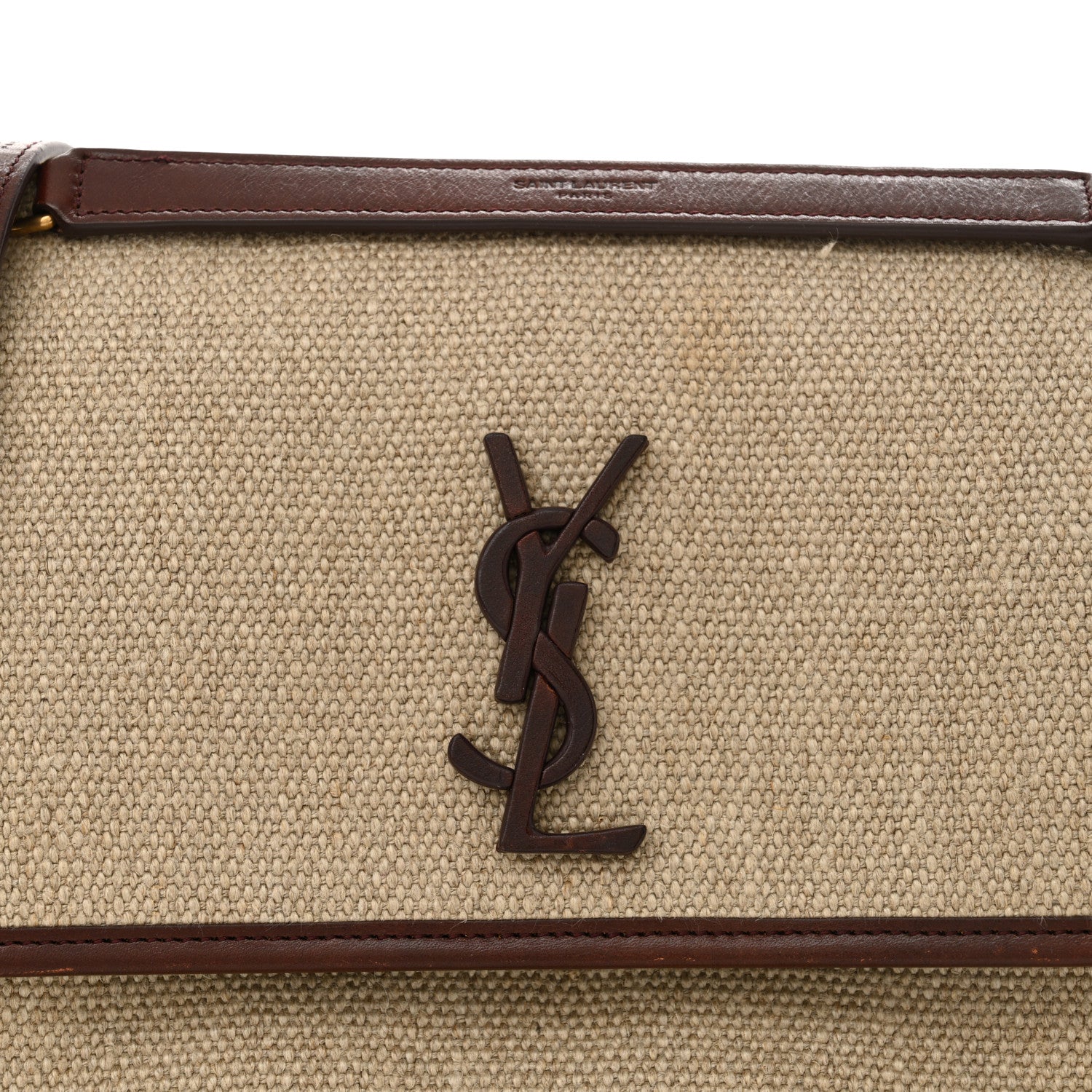 Saint Laurent Cotton Canvas Vintage Calfskin Monogram Medium Niki Chain Satchel Natural Chocolate 7 of 10