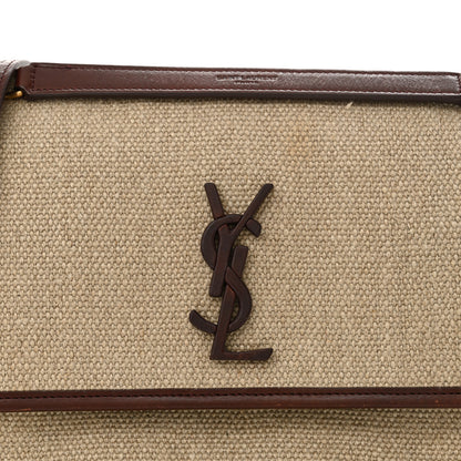 Saint Laurent Cotton Canvas Vintage Calfskin Monogram Medium Niki Chain Satchel Natural Chocolate 7 of 10