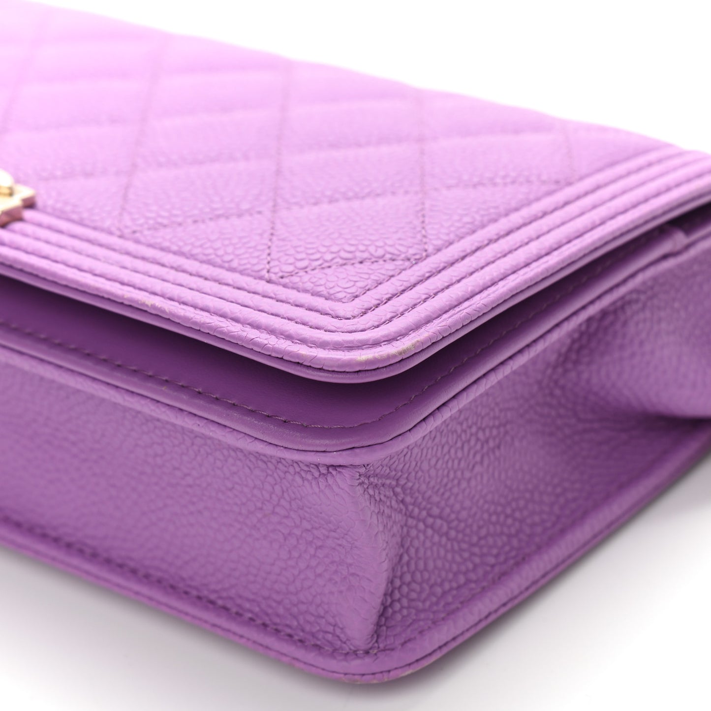 Caviar Quilted Boy Wallet On Chain WOC Purple