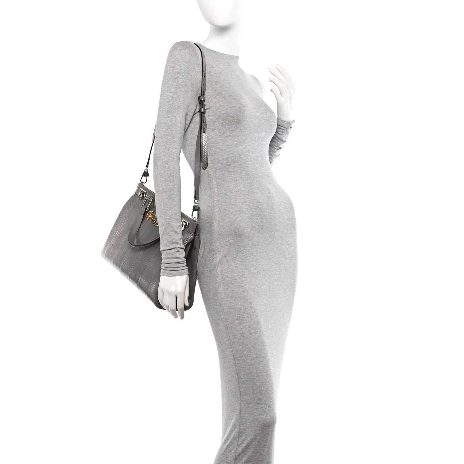 Gucci Elaphe Medium Zumi Top Handle Bag Dusty Grey 2 of 12