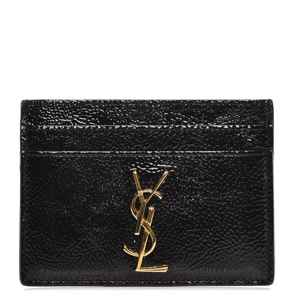 Saint Laurent Textured Patent Monogram Credit Card Case Black 1 of 7