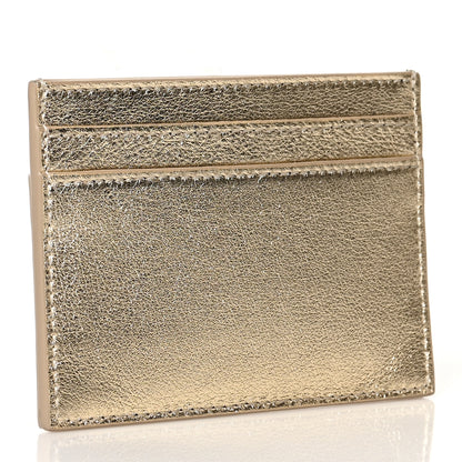 Saint Laurent Metallic Calfskin Monogram Credit Card Case Gold 3 of 8
