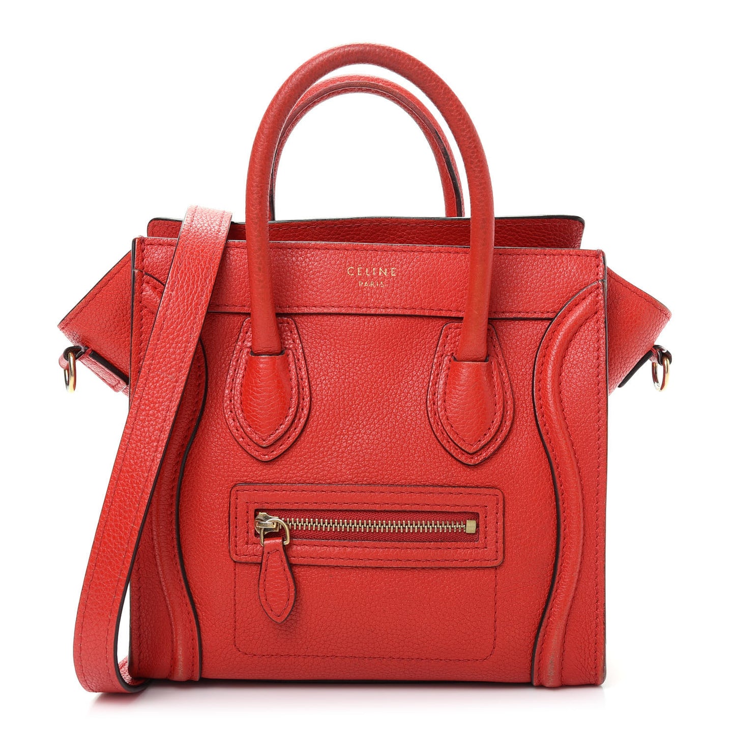 Drummed Calfskin Nano Luggage Coquelicot