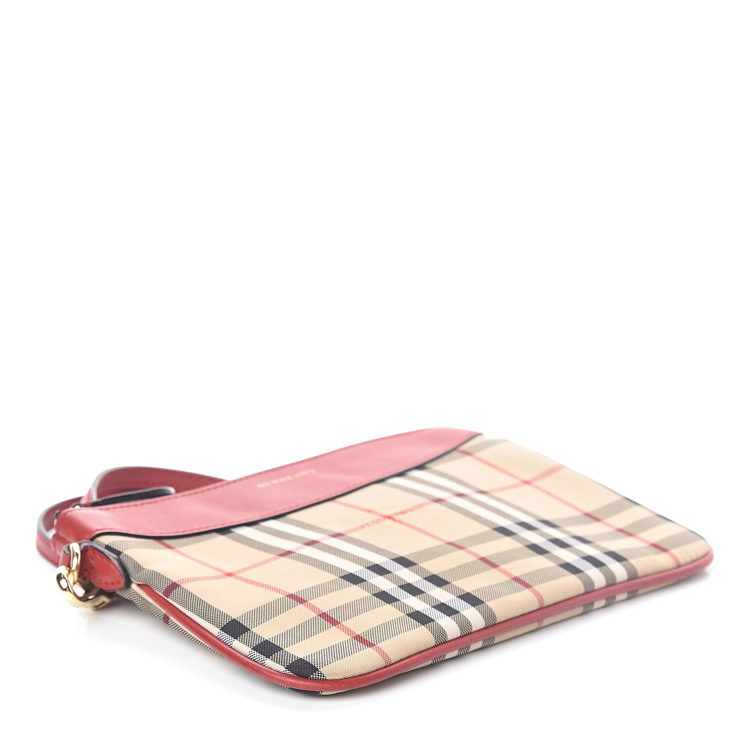Burberry Horseferry Check Peyton Crossbody Clutch Bag Red 4 of 9