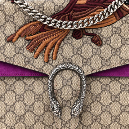 Gucci GG Supreme Monogram Bird Embroidered Medium Dionysus Shoulder Bag Purple 7 of 9