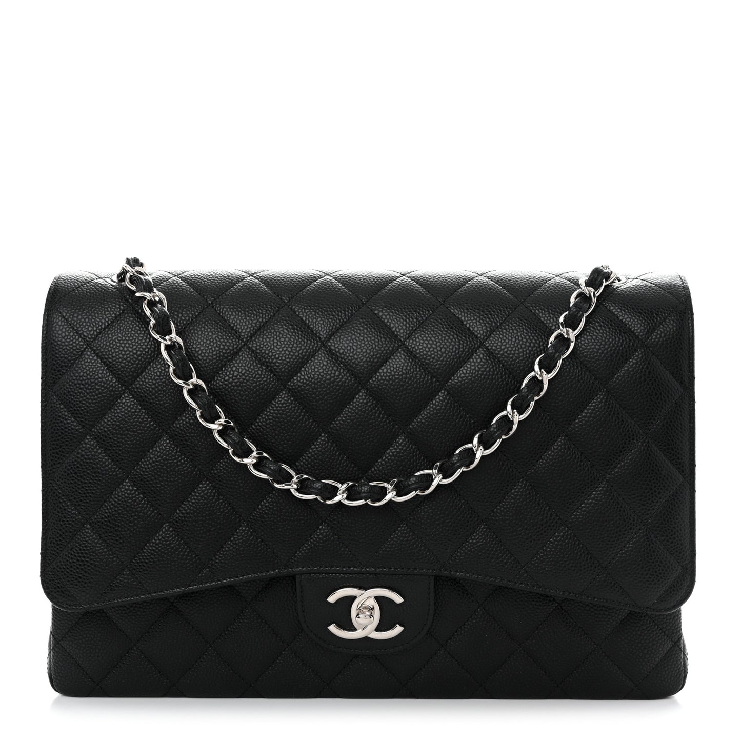 Caviar Quilted Maxi Double Flap Black