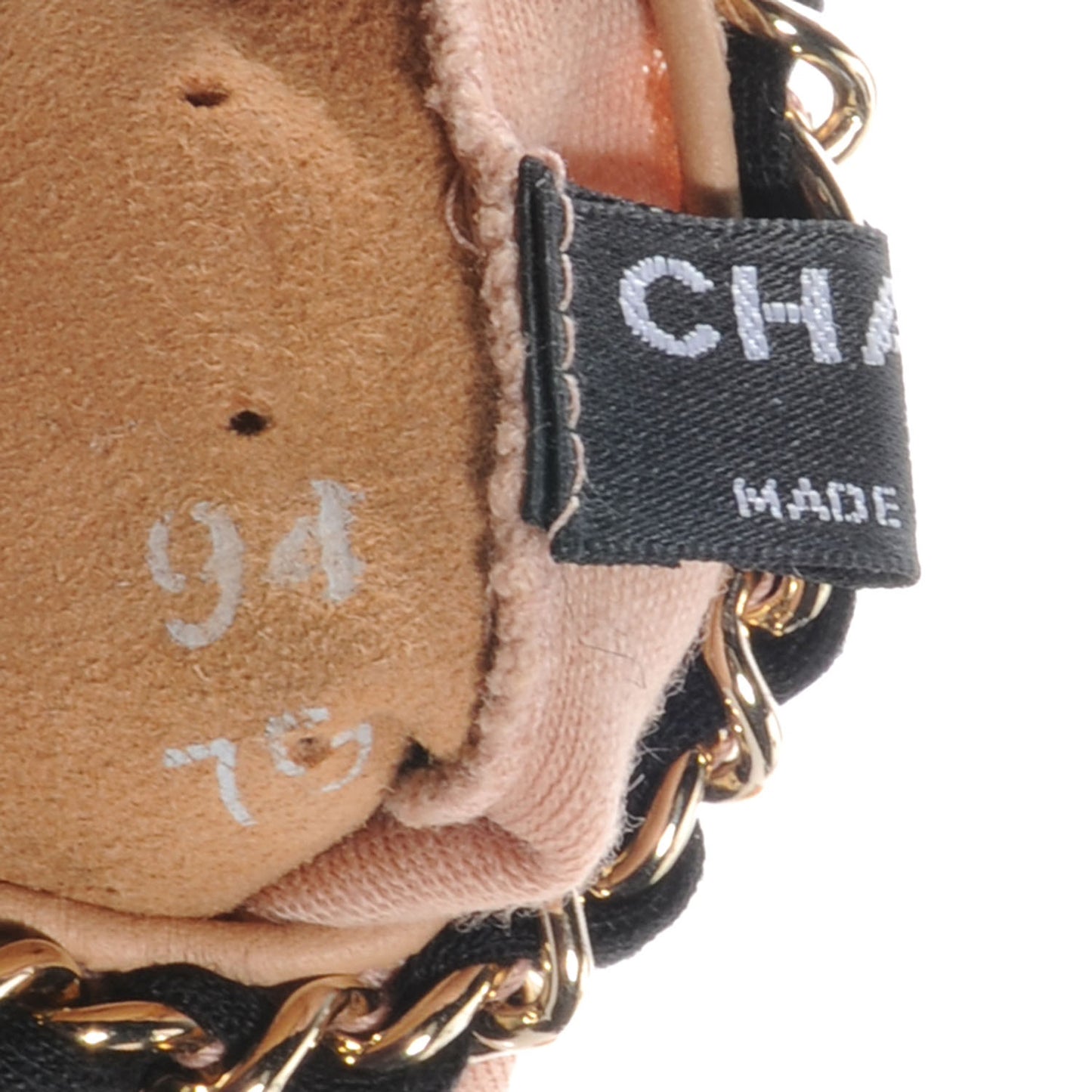 Lambskin Wool Fingerless Chain CC Gloves Beige 7.5